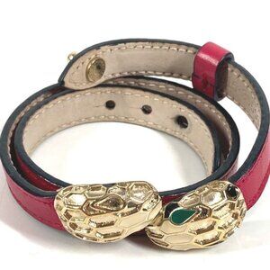 Bvlgari Bracelet Serpenti FO Logo Leather Pull Pink
